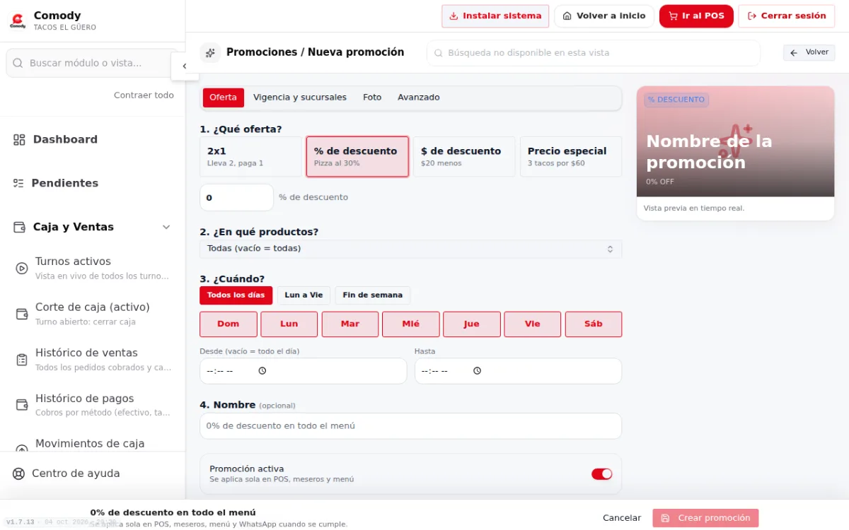 Formulario de nueva promoción